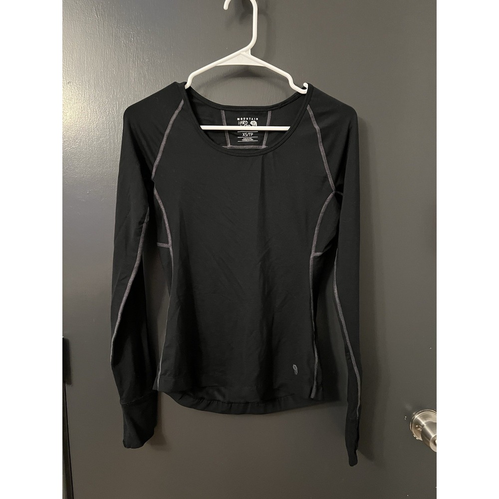 MOUNTAIN HARDWEAR Women's Sz XS Black Athletic Long Sleeve Base Layer Shirt Top